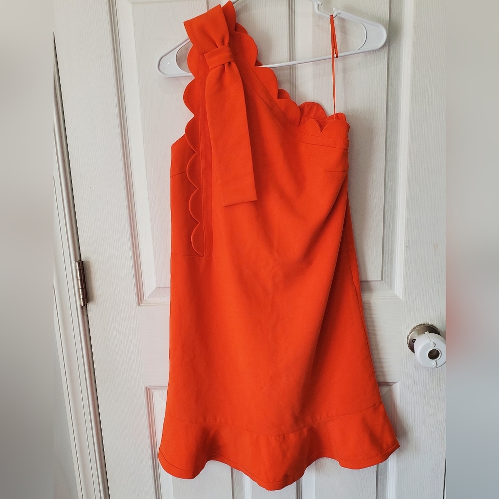 VICTORIA BECKHAM for Target Orange One Shoulder Scallop Dress Size XS NWT - Picture 4 of 12